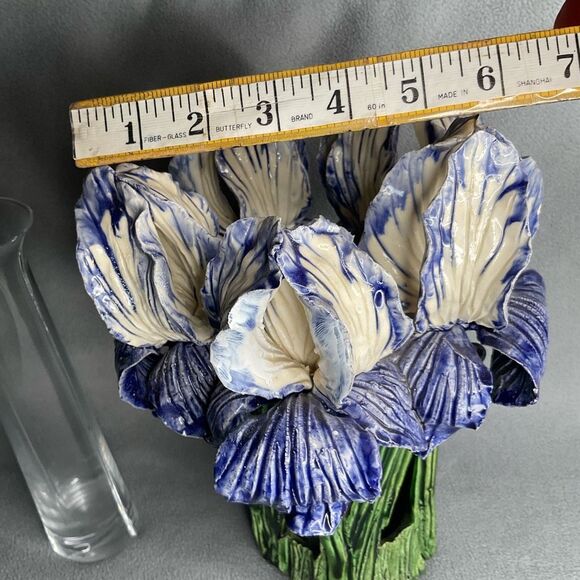 AVATAR Pottery Sculpted Ceramic Vase Majolica Garden Purple Iris Signed HandMade - Picture 6 of 14